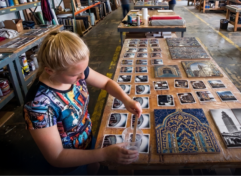 Cityscape Tiles owner creating coasters for cool gift ideas